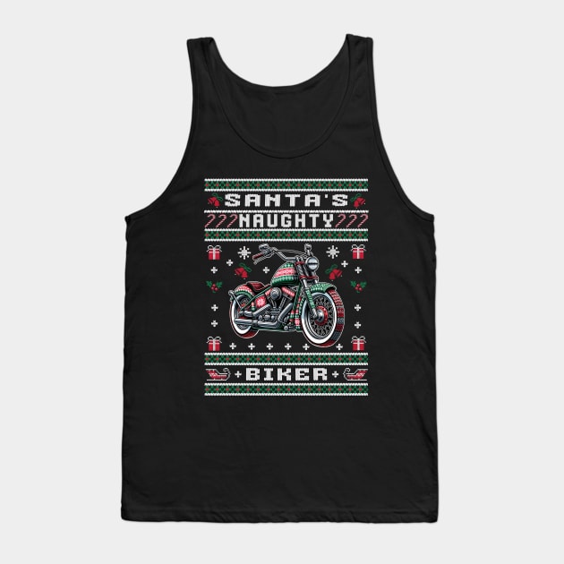 Naughty Biker - Ugly Christmas Sweater Tank Top by Kicosh